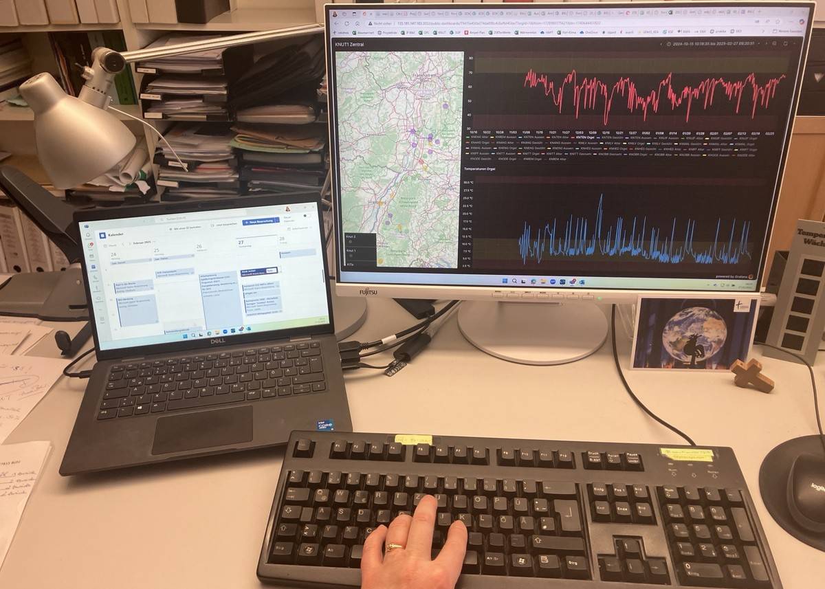 Darstellung des Monitorings eines Heizungssystems der Kirche
